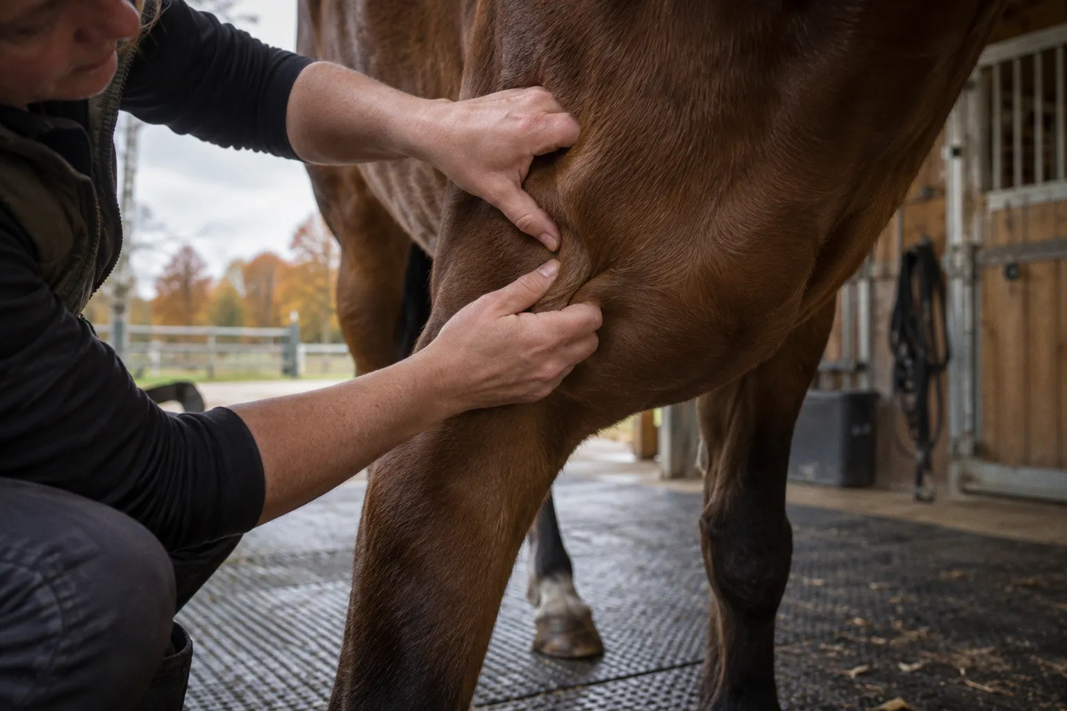 Equine grooming routine for faster muscle tension release